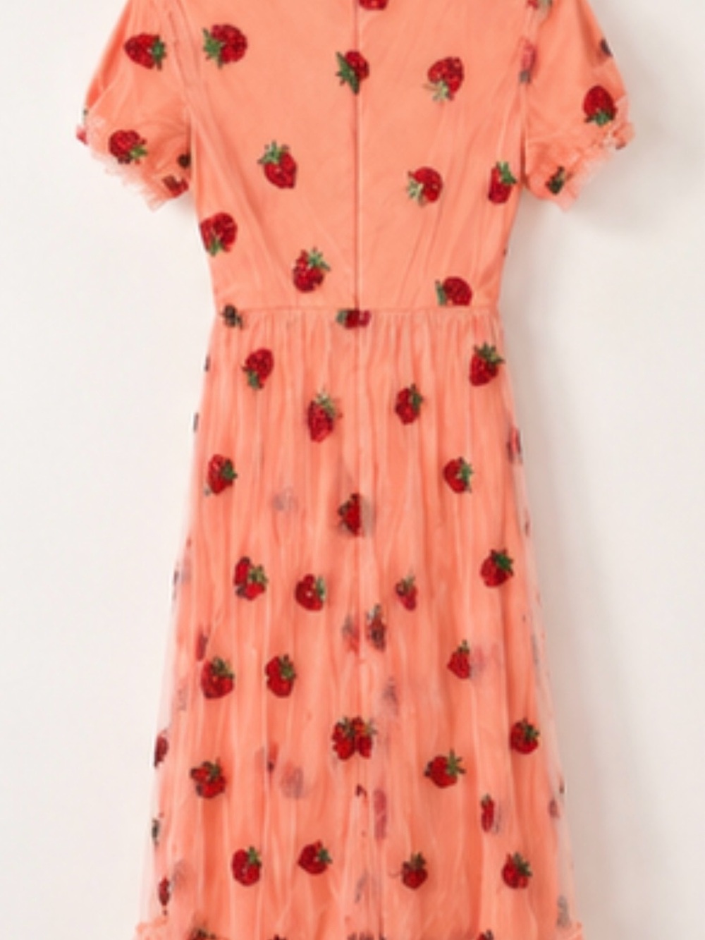 Pink strawberry Embroidered Tulle Maxi Dress fairy cottagecore DTI - Picture 3 of 4